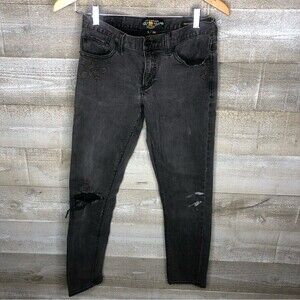Lucky Brand size 2 Sienna Slim boyfriend distressed black jeans floral straight